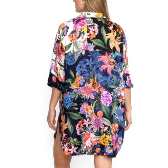 NEW Johnny Was Neon Jungle Mix Easy Patchwork Button Tunic Dress Silk Size L - Picture 5 of 16
